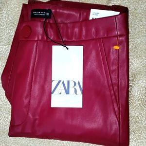 Red Faux Leather Leggings